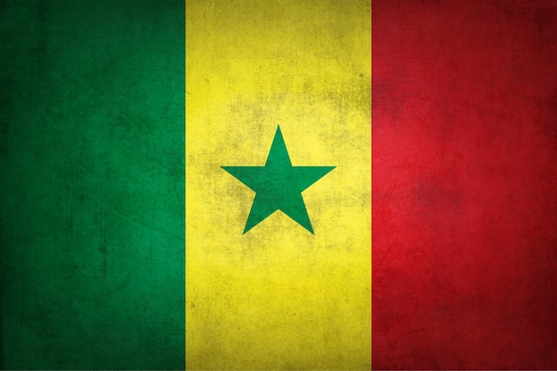 Senegal-Flagge mit Grunge-Textur.