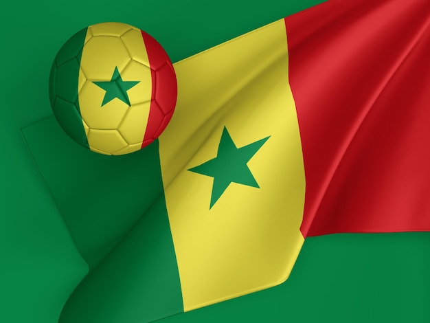 Senegal-Fußballflagge 3D-Darstellung