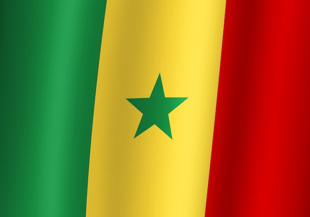 Senegal Nationalflagge 3D-Darstellung Nahaufnahme