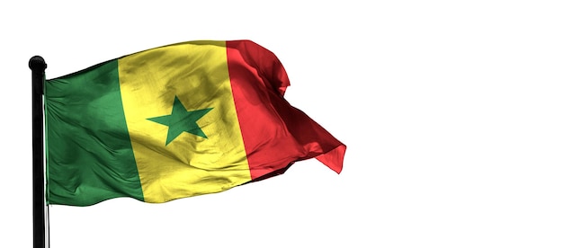 Senegal País 3D bandeira acenando com vento e fundo branco