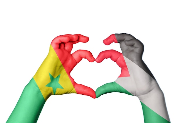 Senegal Palestina Corazón Gesto con la mano haciendo corazón Clipping Path