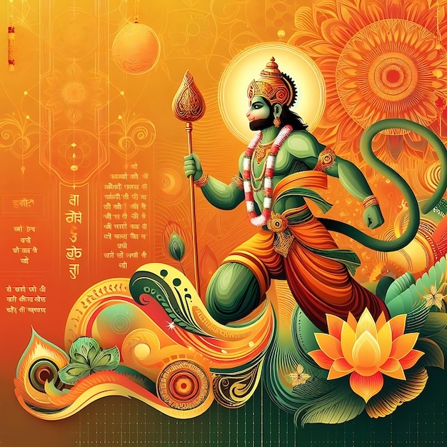 Senhor Hanuman para o desenho de ilustração de Hanuman Jayanti