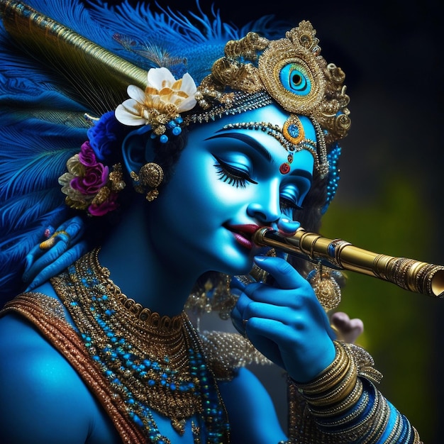 Senhor Sree Krishna com flauta
