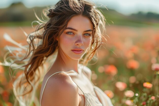 Foto senhora graciosa em vestidos requintados