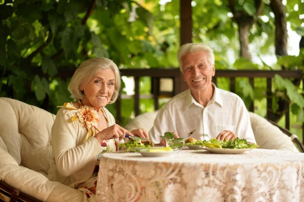 Senior pareja cenando