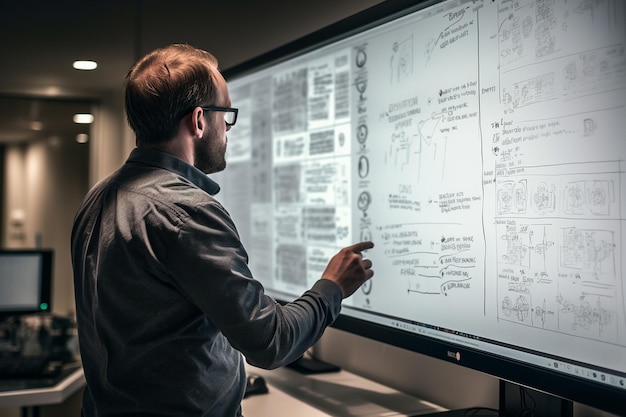 Senior UX-Designer zeichnet Wireframes für eine generative KI