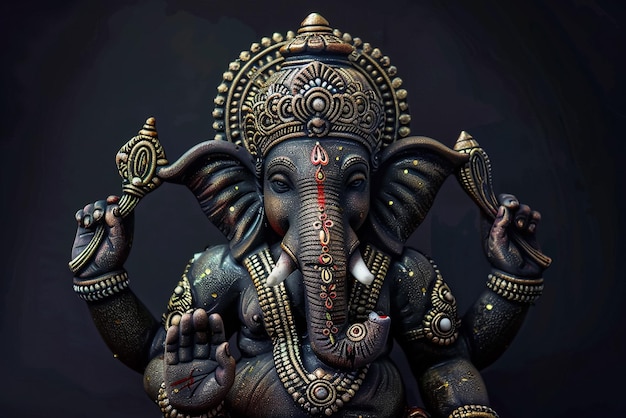 El Señor Ganesh en el fondo de humo oscuro