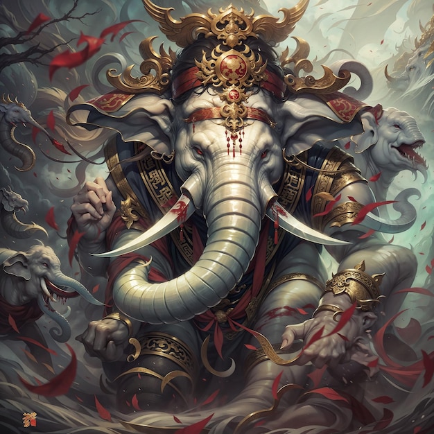 El Señor Ganesha como guerrero