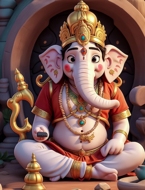 Señor Ganesha modelo 3D Feliz Ganesh Chaturthi