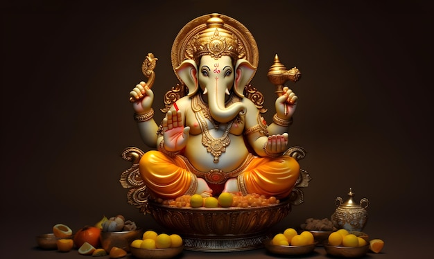 Foto el señor ganesha sentado y dando bendición