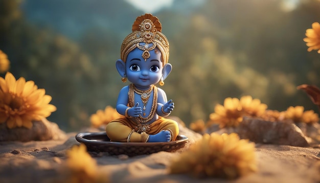 El Señor Krishna bebé en 3D