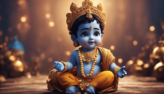 El Señor Krishna bebé en 3D