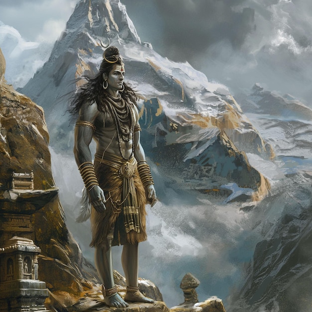 Foto señor mahadev dios shiv diseño de póster para papel tapiz generative ai