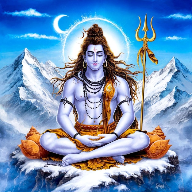 El Señor Shiv haciendo una pintura de meditación
