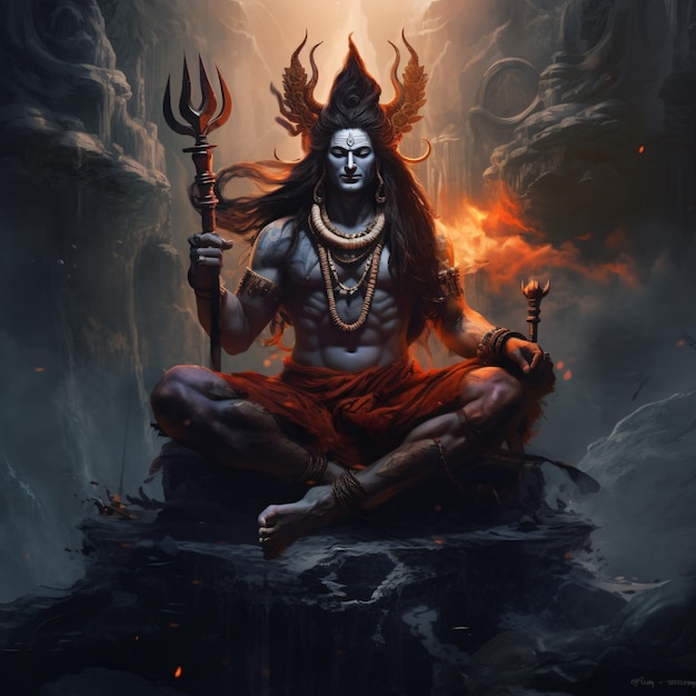 El Señor Shiva meditando en el Monte Kailash IA generativa