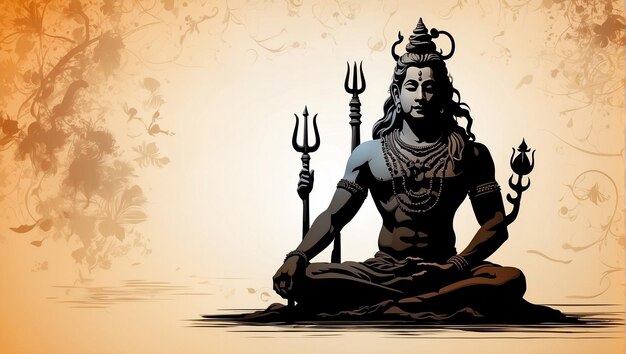 Foto el señor shiva con silueta de yoga