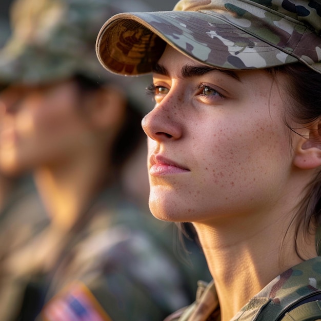 Foto señorías, día de los veteranos, día conmemorativo, soldados y traje militar de camuflaje.