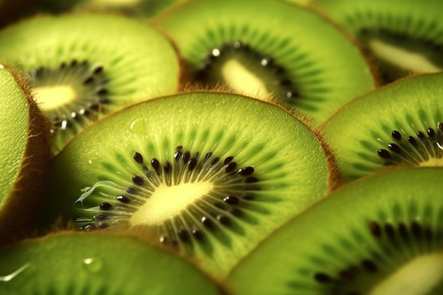 Sensação picante de kiwi olhar de perto os segmentos picantes de frutas kiwi