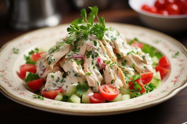 Una sensación de ensalada de pollo fresco