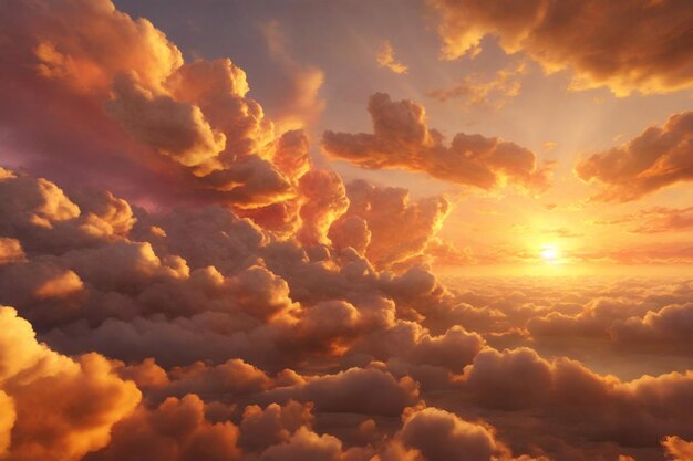 Senset Fundo de nuvens douradas Pôr do sol Fundo de nuvem Fundo de nuvens Fundo de céu Nuvens Textura AI Generativo
