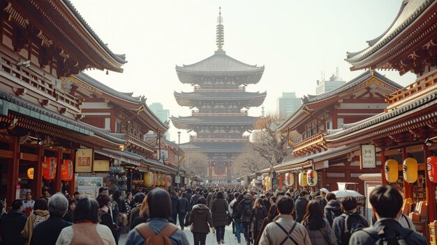 Foto sensoji tokio el templo más antiguo de tokio famoso por sus vibrantes templos nakamise