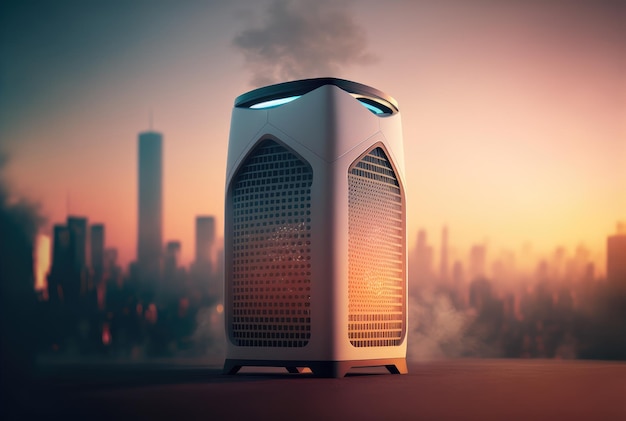 Sensor de poluição do ar e poluição do purificador na cidade Generative AI