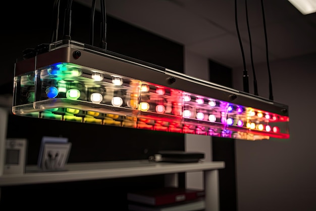 Foto sensor suspenso com matriz de luzes led mostrando o estado de cada dispositivo criado com ai generativa