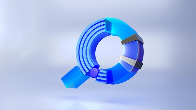 SEO oder Search Engine Optimization Digital Grow Marketing Konzept Online Business Growth Web Analytics Klicken Sie auf Suchinformationen auf blauem Hintergrund Illustration 3D-Rendering