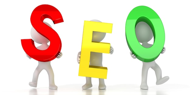 SEO search engine optimization letras coloridas ilustração 3D