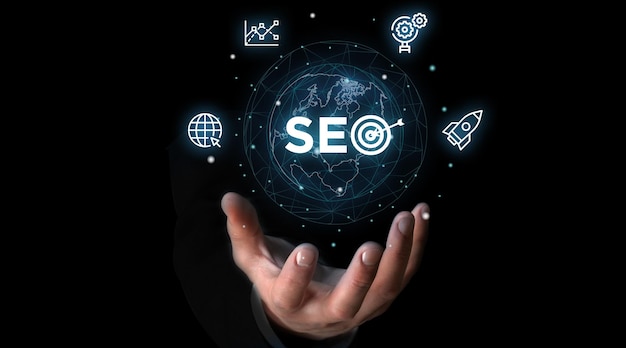 SEO Search Engine Optimization Pesquisa orgânica e tela de marketing na Internet