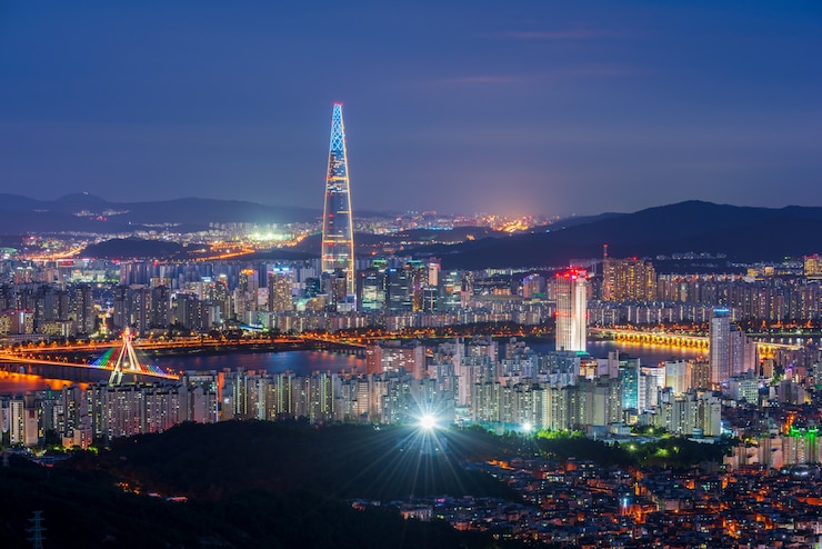 Foto seoul skyline bei nacht