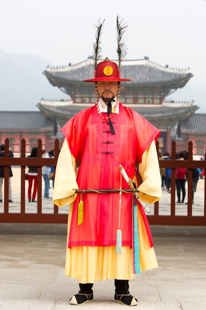 Seoul Südkorea 25. Oktober 2014 Die Demonstration des Wachwechsels im Gyeongbokgung-Palast am 25. Oktober 2014 in Seoul, Südkorea