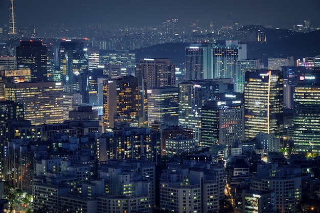 Seoul Wolkenkratzer in der Nacht, Südkorea.