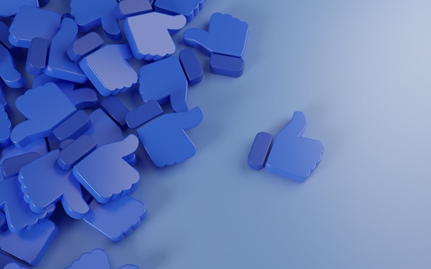 Separados como pulgar arriba icono 3D Rendering fondo azul