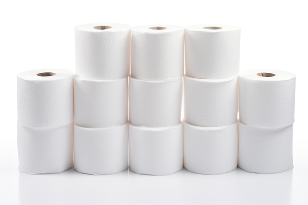 Separat abgebildetes Toilettenpapier vor weißem Hintergrund mit Beschneidungspfad und Enti