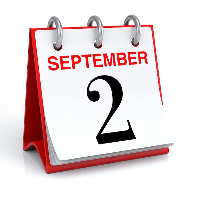 September Kalender 3D-Rendering