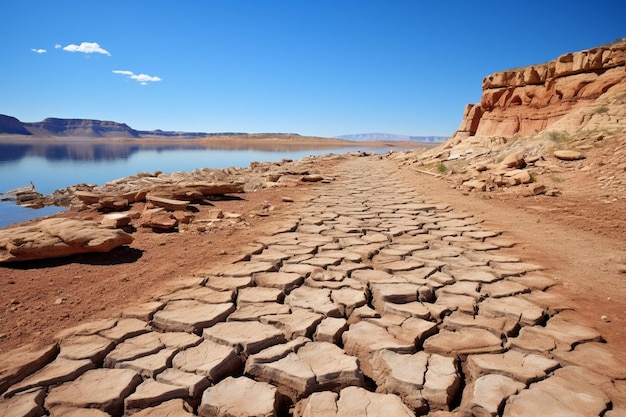 Foto sequía y escasez de agua en el lago