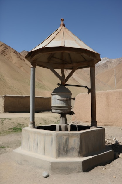 Sequía falta de problema de agua los hombres intentan obtener agua en un período de sequía generativa ai