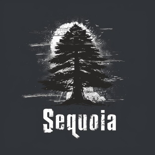 Foto sequoia ein unvergessliches und einzigartiges markenlogo mit einer alten baumgenerativen ki