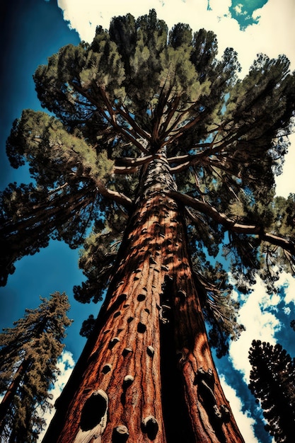 Sequoia Tree Giant Pine Redwood Park mit Sequoia Tree Drawing Imitation Generative AI Illustration