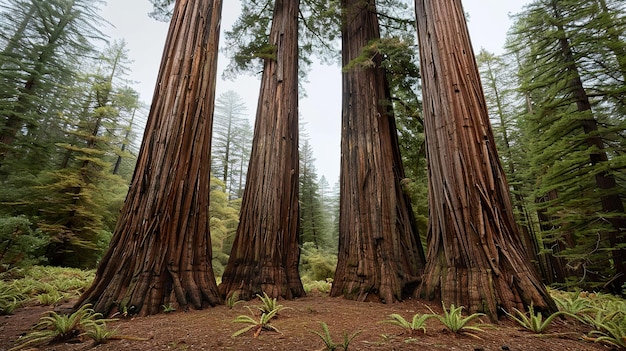 Foto sequoias gigantes que se elevan como árboles antiguos