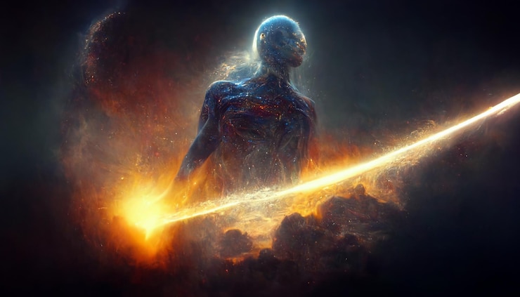 Foto ser inhumano celestial en ilustraciones de arte conceptual de galaxy