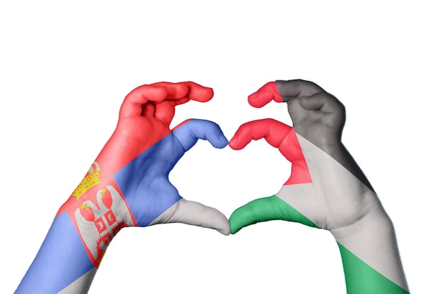 Serbia Palestina Corazón Gesto con la mano haciendo corazón Trazado de recorte