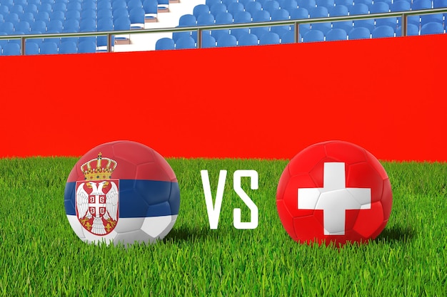 Serbien gegen die Schweiz im Stadion