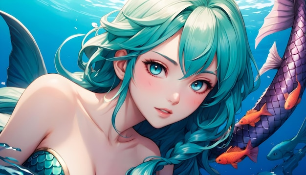 Sereia de anime em close-up