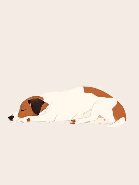 Seren Illustration eines ruhenden Hundes in minimal ästhetischer generativer KI