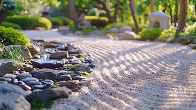 Seren Zen-Gartenharmonie in minimalistischer Landschaftsgestaltung