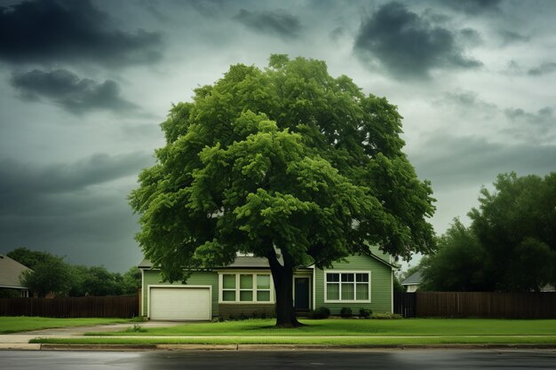 Foto la serena armonía de un árbol verde cerca de una casa