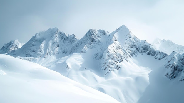 La serena belleza de los Alpes adornada con nieve prístina que cubre los imponentes picos