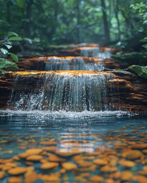 Foto una serena cascada de chocolate en el fondo